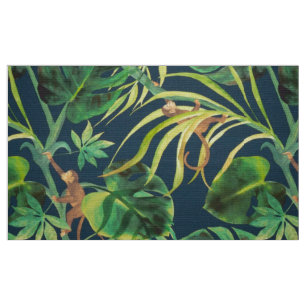 Vintage Tropical Jungle Monkey Fabric