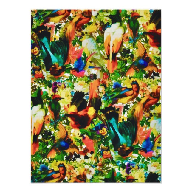 Vintage Tropical Jungle Wild Parrots Photo Print (Front)