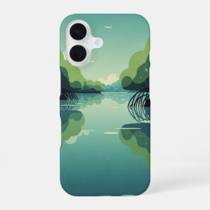 Vintage Tropical Lagoon with Mangroves iPhone 16 Case