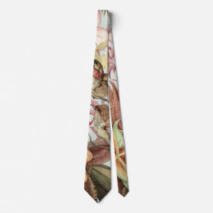 Vintage Tropical Orchids, Flowers and Hummingbirds Tie