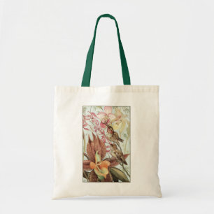 Vintage Tropical Orchids, Flowers and Hummingbirds Tote Bag
