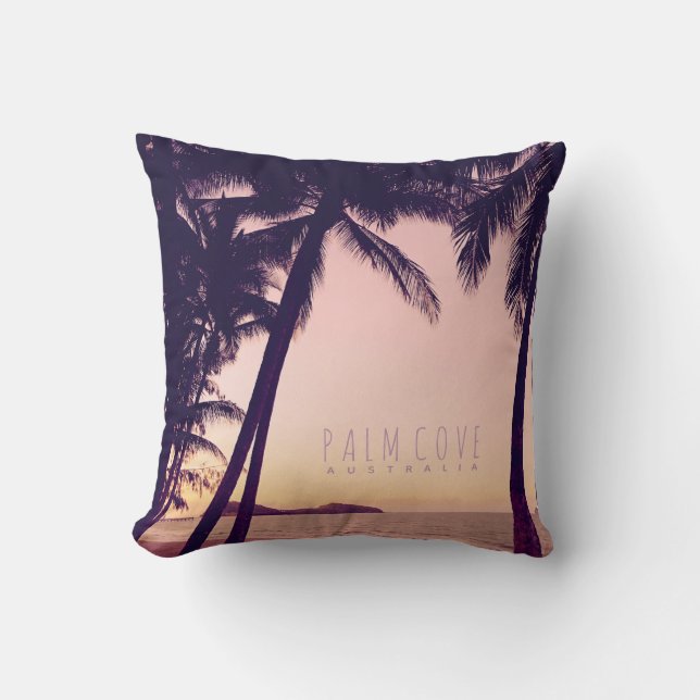 Vintage Tropical Palm Tree Throw Cushion (Front)