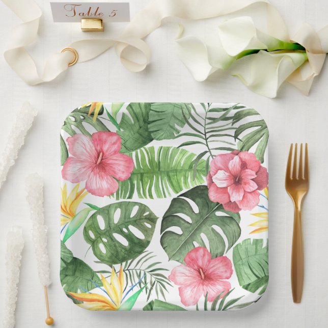 Vintage Tropical Paper Plate (Wedding)