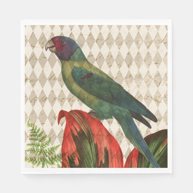 Vintage Tropical Parrot Napkin (Front)