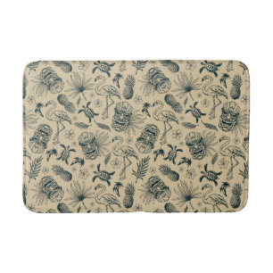 Vintage Tropical Pattern Bath Mat