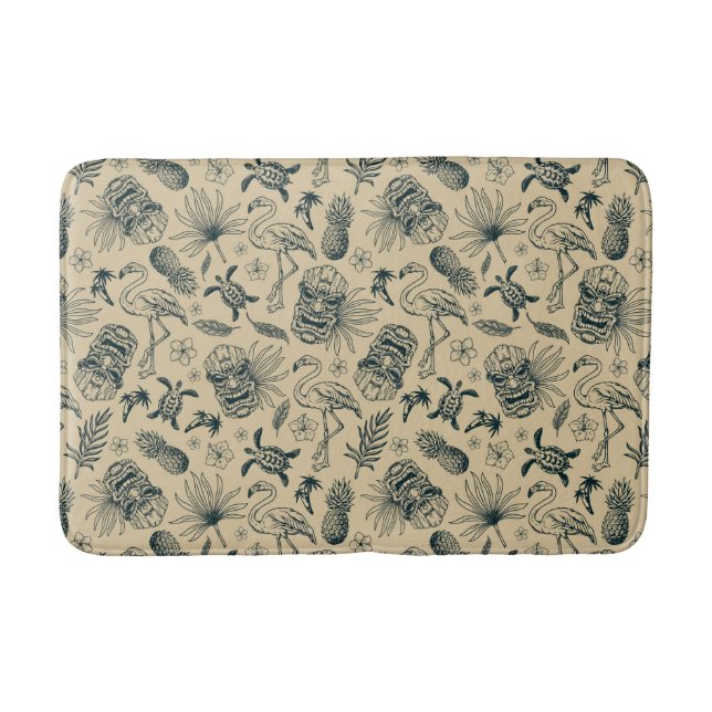 Vintage Tropical Pattern Bath Mat (Front)