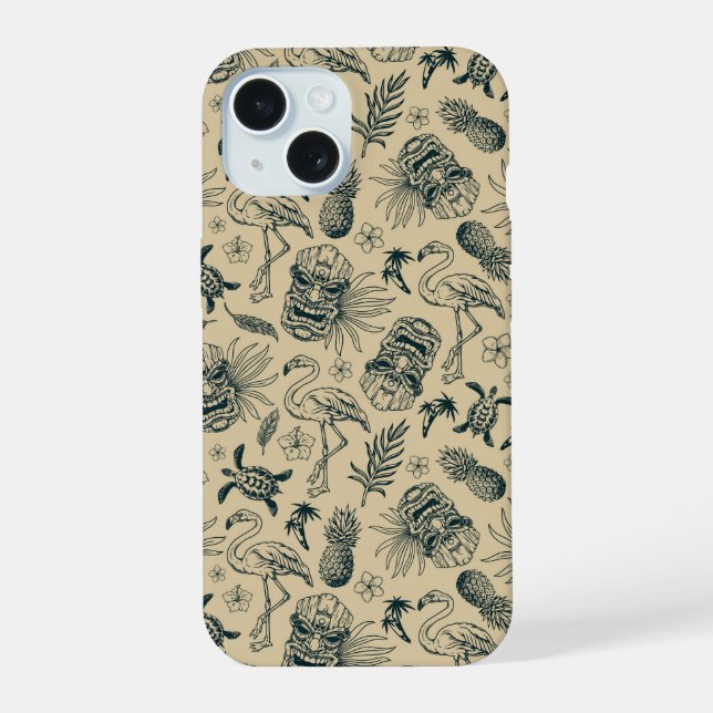 Vintage Tropical Pattern iPhone 15 Case (Back)