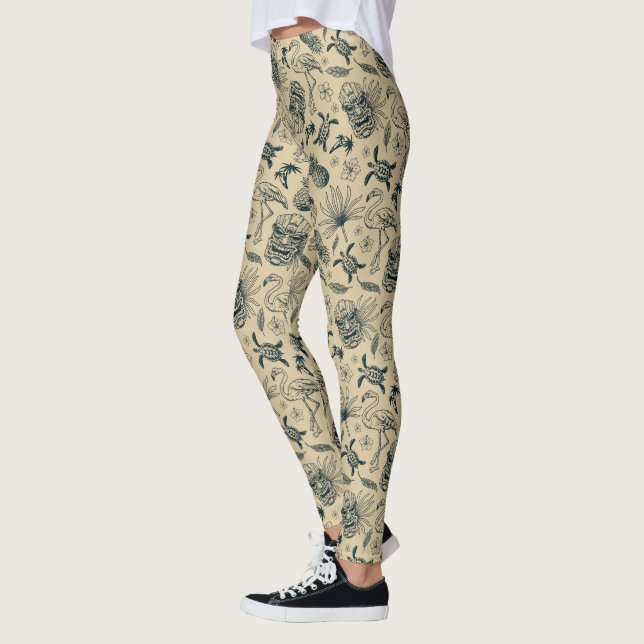 Vintage Tropical Pattern Leggings (Left)