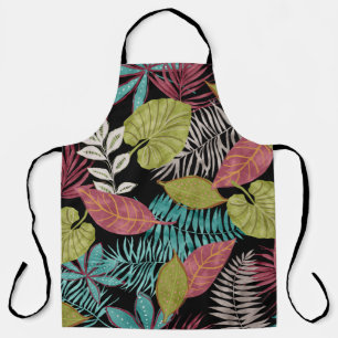 Vintage tropical pattern made with dark background apron