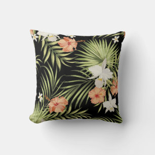 vintage tropical pattern with hibiscus flowers and cushion
