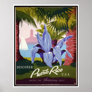 Vintage Tropical Perto Rico travel poster