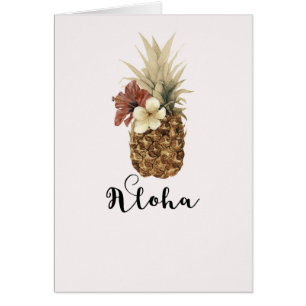 Vintage Tropical Pineapple Hibiscus Floral Aloha