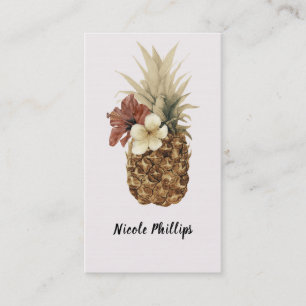 Vintage Tropical Pineapple Hibiscus Floral Chic Business Card