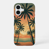 Vintage Tropical Scene with Palm Trees