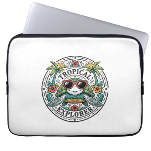 Vintage Tropical Sea Turtle Sunglasses Graphic Shi Laptop Sleeve