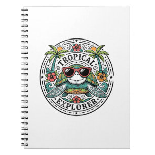 Vintage Tropical Sea Turtle Sunglasses Graphic Shi Notebook
