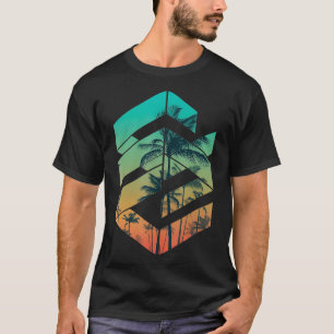 Vintage Tropical Summerholiday Sunset beach Palm t T-Shirt