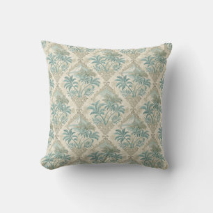 Vintage Tropical Toile Coastal Elegance Design Cushion