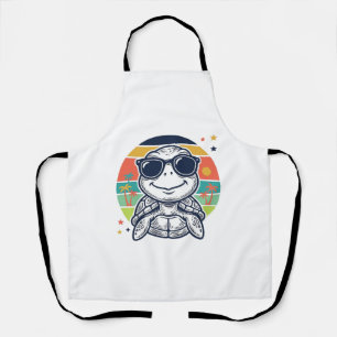 Vintage Tropical Turtle Sunglasses Beach Shirt_1 Apron