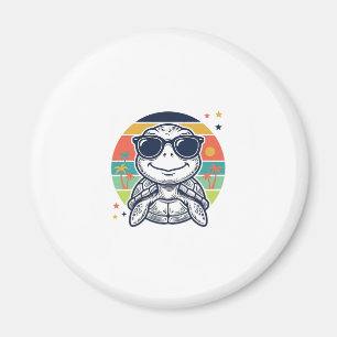 Vintage Tropical Turtle Sunglasses Beach Shirt_1 Magnet