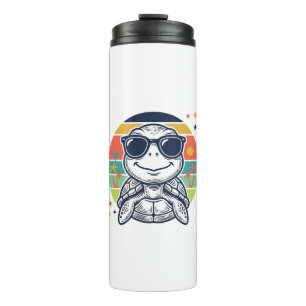 Vintage Tropical Turtle Sunglasses Beach Shirt_1 Thermal Tumbler