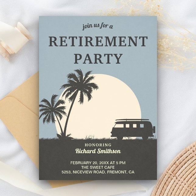 Vintage Tropical Van Retirement Party Invitation (Creator Uploaded)