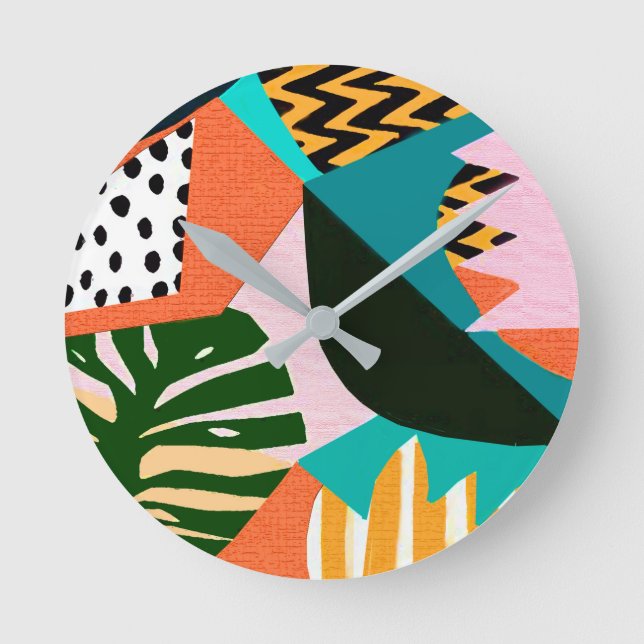 Vintage Tropical Vibes Round Clock (Front)