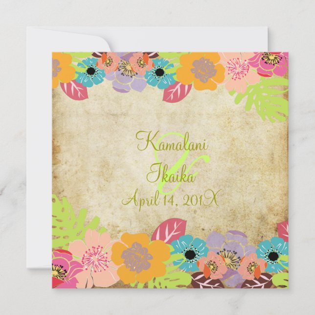 Vintage Tropical wedding Add your background Invitation (Front)