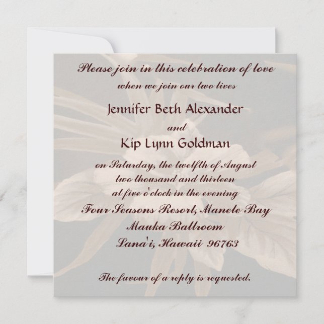 Vintage Tropical Wedding Invitation (Front)