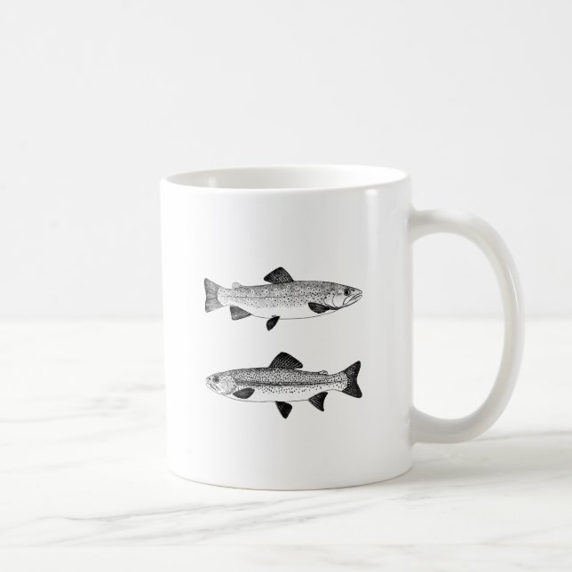Vintage Trout Art Coffee Mug (Right)
