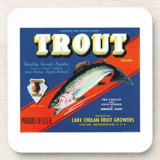 Vintage Trout Brand Apple Label Coaster