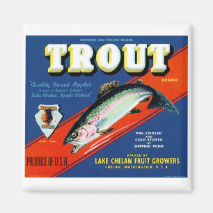 Vintage Trout Brand Apple Label Magnet