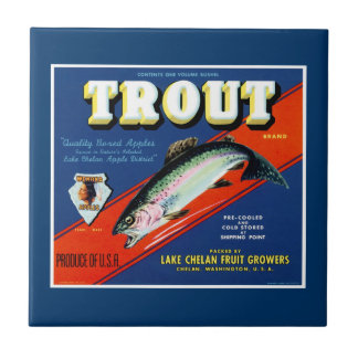 Vintage Trout Brand Apple Label Tile
