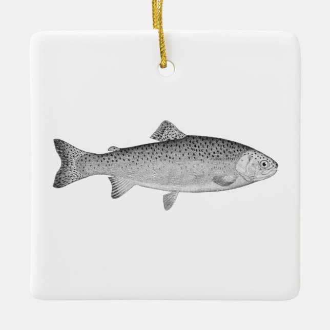 Vintage Trout Ceramic Ornament (Front)