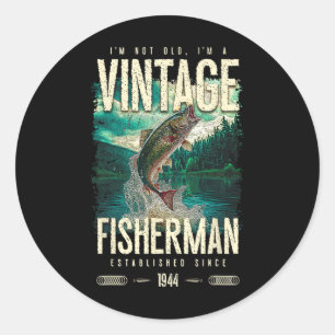 Vintage Trout Fisherman Funny Fishing Birthday 194 Classic Round Sticker