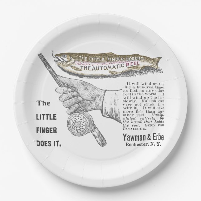 Vintage Trout Fishing Ad Circa 1890's    Paper Plate (Front)