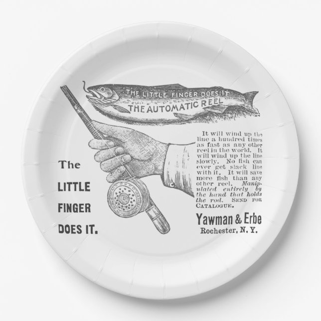 Vintage Trout Fishing Ad Circa 1890's    Paper Plate (Front)