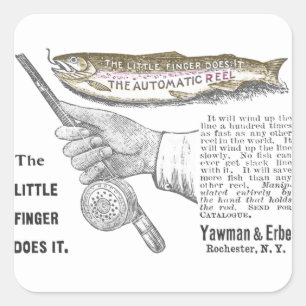 Vintage Trout Fishing Ad Circa 1890's Square Stick Square Sticker