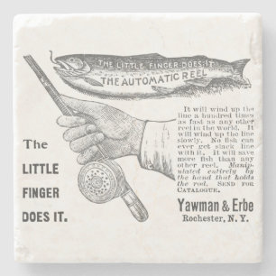 Vintage Trout Fishing Ad Circa 1890's Stone Coaster