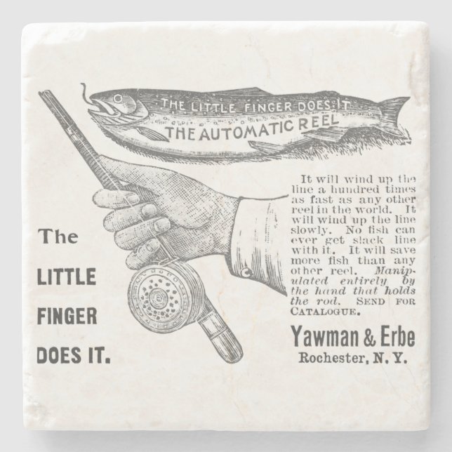 Vintage Trout Fishing Ad Circa 1890's   Stone Coaster (Front)
