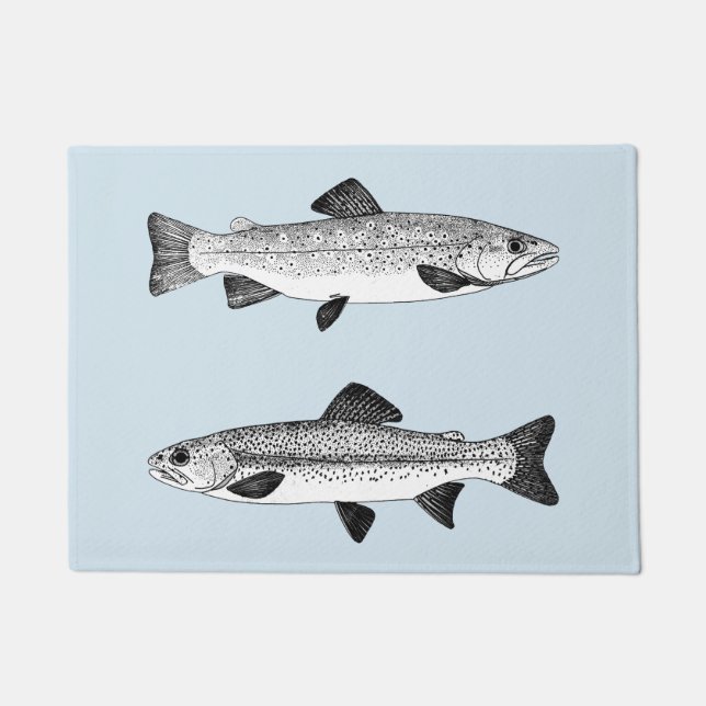 Vintage Trout - Freshwater Fishing Doormat (Front)