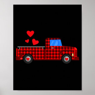 Vintage Truck Buffalo Plaid I Valentines Day Valen Poster