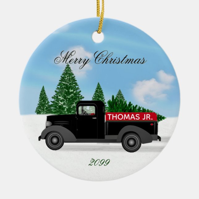 Vintage Truck Ceramic Ornament (Front)