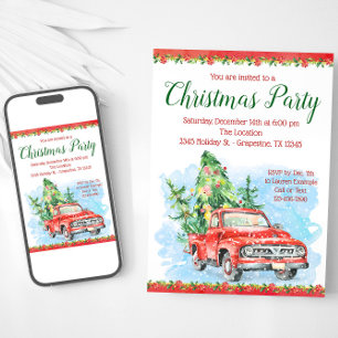 Vintage Truck Christmas Party Invitations