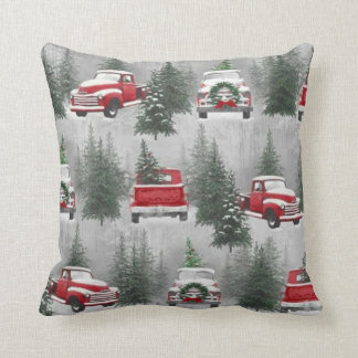 Vintage Truck Christmas Scene THROW PILLOW