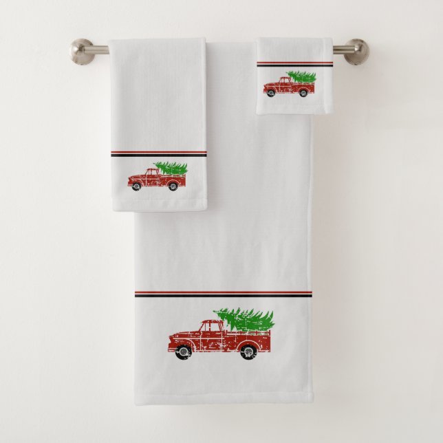 Vintage truck Christmas Towel Set (Insitu)