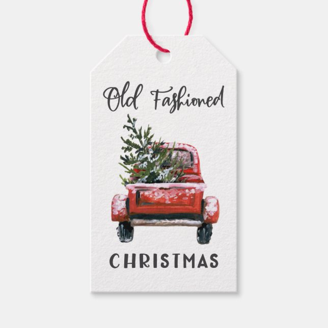 Vintage Truck Christmas Tree Gift Tags (Front)