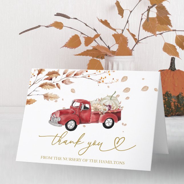Vintage Truck Fall Baby Shower Thank You Card (Creator Uploaded)