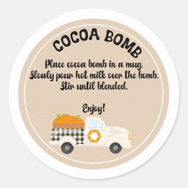 VINTAGE TRUCK FALL Cocoa bomb, cocoa bomb label (Front)