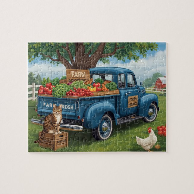Vintage Truck Farm Produce Art Jigsaw Puzzle (Horizontal)